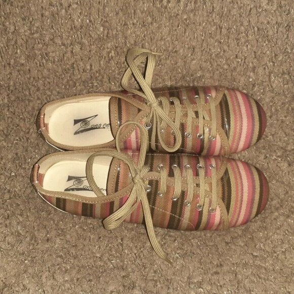 ZONA CENTRO-Patent Leather Oxford Flats-Striped Multicolor-Sz 38-7.5-Excellent - Picture 7 of 7